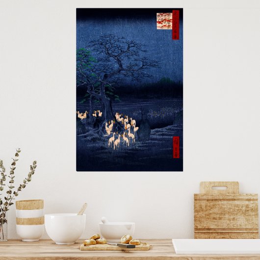 Silvesterfoxfire am sich verändernden Baum Poster (Küche)