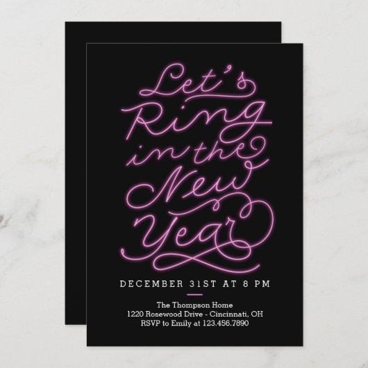 Silvesterglühen Silvesternacht-Party Einladung (Vorne/Hinten)
