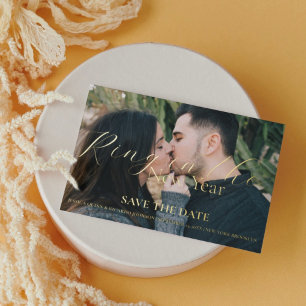 Silvesterhochzeit Save-the-Date Folieneinladung
