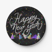 Silvesterhüte und Konfetti Neujahr Pappteller (Vorderseite)