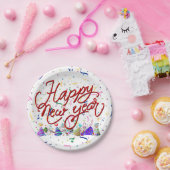 Silvesterhüte und Konfetti Neujahr Pappteller (Party)