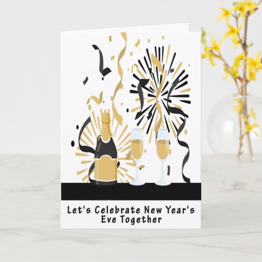 Silvesterkarte zum gemeinsamen Feiern Karte (Gelbe Blume)