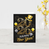 Silvesterparty 2026 Familie passende Ballons  Karte (Gelbe Blume)