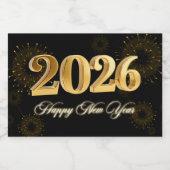 Silvesterparty 2026 Gold Glitter Schaumweinetikett (Einzelnes Label)