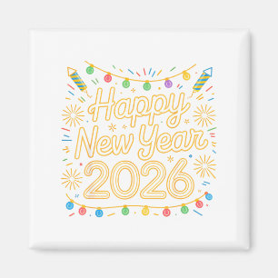 Silvesterparty 2026 Retro Feuerwerk Weihnachten Magnet
