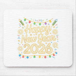 Silvesterparty 2026 Retro Feuerwerk Weihnachten Mousepad
