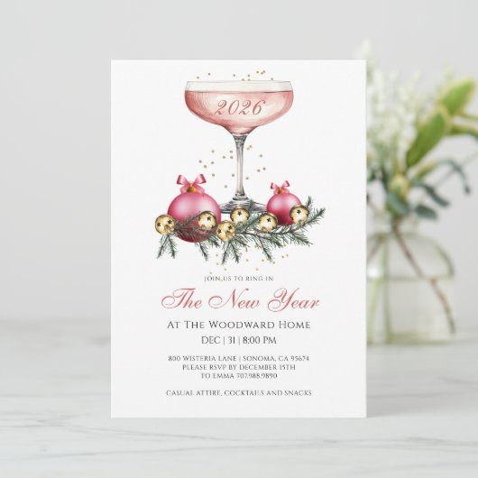 Silvesterparty Champagner  Einladung (Stehend Vorderseite)