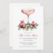 Silvesterparty Champagner  Einladung (Vorne/Hinten)