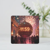 Silvesterparty-Countdown-Uhr Einladung (Stehend Vorderseite)