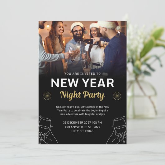 Silvesterparty Einladung (Stehend Vorderseite)