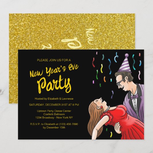 Silvesterparty Einladung (Vorne/Hinten)
