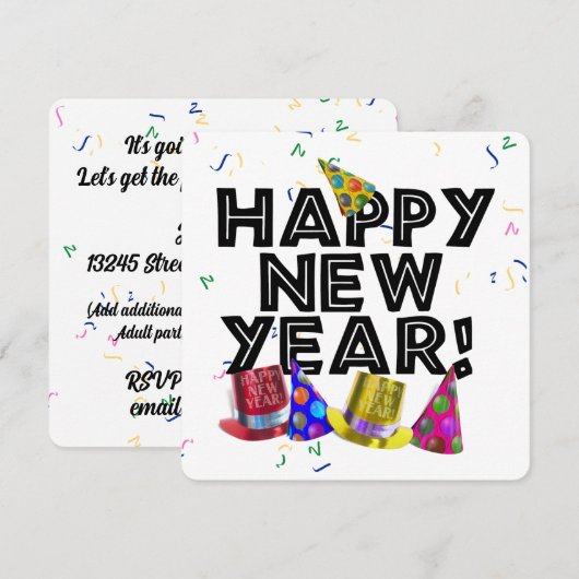 Silvesterparty Einladung (Vorne/Hinten)