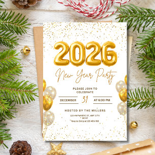 Silvesterparty-Einladung, 2026 Neujahr Einladung