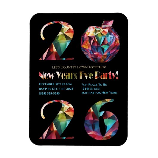 Silvesterparty-Einladung -Bunt- Magnet (Vertikal)
