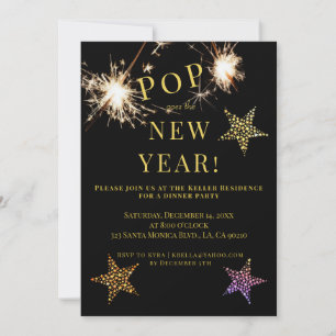 Silvesterparty-Einladung mit Funken Goldene Einlad Einladung