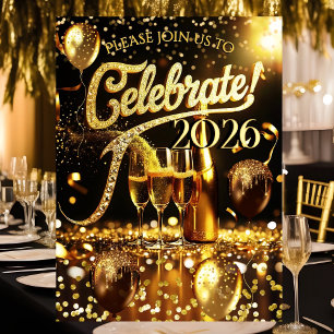 Silvesterparty Feiern Champagner Streamer Einladung