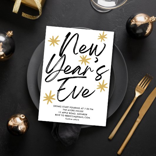 Silvesterparty Handschriftlich Einladung