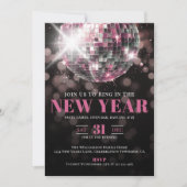 Silvesterparty in Rosa Einladung (Vorderseite)