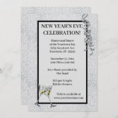 Silvesterparty mit Silberglitter Einladung (Vorne/Hinten)