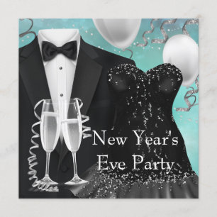Silvesterparty mit Tuxedo-Champagner-Konfetti Einladung