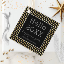 Silvesterparty Modern Schwarz Gold Chevron