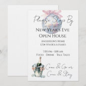 Silvesterparty Open House Wasserfarbe Einladung (Vorne/Hinten)