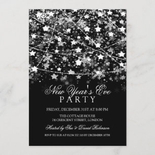 Silvesterparty-Urlaubs-Lichterkette Silber Einladung