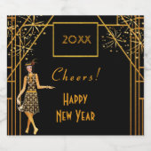 Silvesterschwarz in den 1920er Jahren Deko Schaumweinetikett (Einzelnes Label)