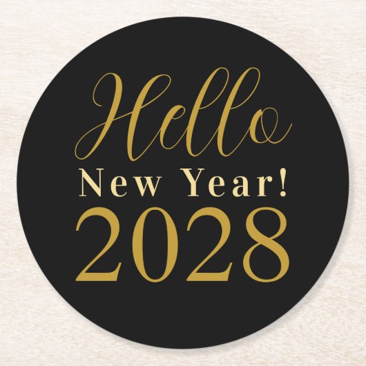 Silvesterschwarz-Party Runder Pappuntersetzer (Vorderseite)
