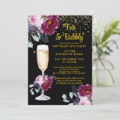 Silvesterschwarze Party Einladung (Stehend Vorderseite)