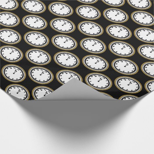 Silvesteruhr-Partyverpackung Geschenkpapier (Ecke)