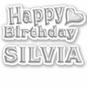 Silvia Happy Birthday silver Aufkleber Sticker