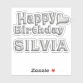 Silvia Happy Birthday silver Aufkleber Sticker (Blatt)