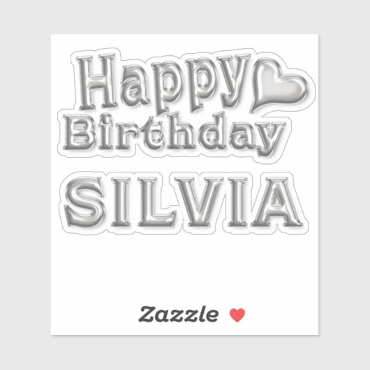 Silvia Happy Birthday silver Aufkleber Sticker (Blatt)