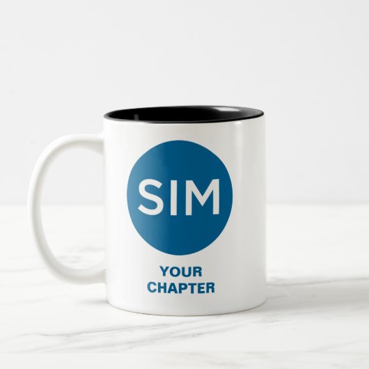 SIM Kapitel Logo und Tagline Aquamarin Zweifarbige Tasse (Links)