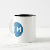 SIM-Logo und Tagline Aquamarin Zweifarbige Tasse (Vorderseite Links)