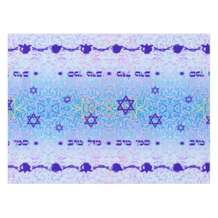 Siman Tov und Mazal Tov blaues Veilchen Tischdecke