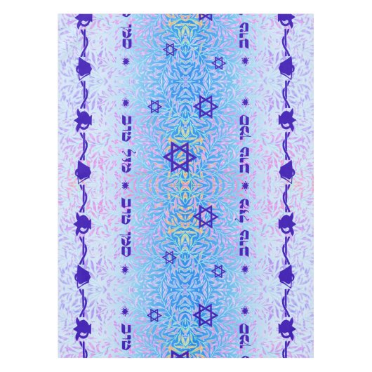 Siman Tov und Mazal Tov blaues Veilchen Tischdecke (Vorderseite)