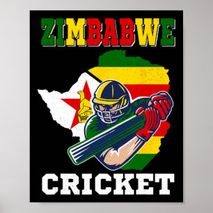 Simbabwe Cricket Spieler Flagge Jersey Schwarze Me Poster
