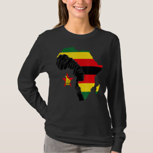 Simbabwe Flag Afrika Karte Ethnisches Schwarzes W T-Shirt