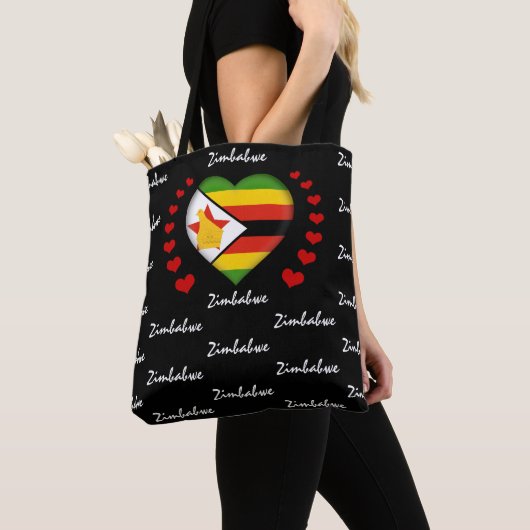 Simbabwe Flag & Herz Simbabwes Flag Mode / Sport Tasche (Von Nahem)