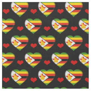 Simbabwe Flag Red Heart fashion Fabric/Simbabwe Stoff