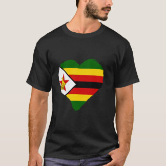 Simbabwe-Flagge Herz Simbabwische Wurzeln Simbabwi T-Shirt