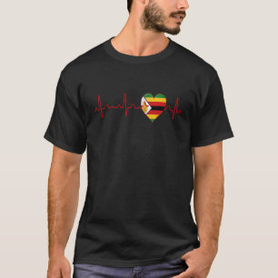 Simbabwe-Flagge Herzschlag EKG Patriotisches Natio T-Shirt