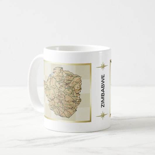 Simbabwe-Flagge + Karten-Tasse Kaffeetasse (Vorderseite Links)