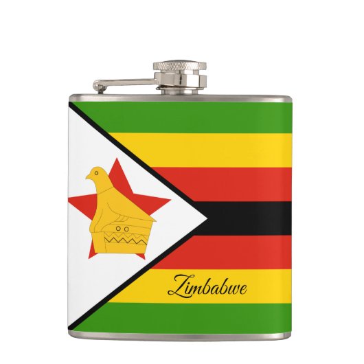 Simbabwe Flagge und Reisen - Simbabwe / Sportfans Flachmann (Vorderseite)