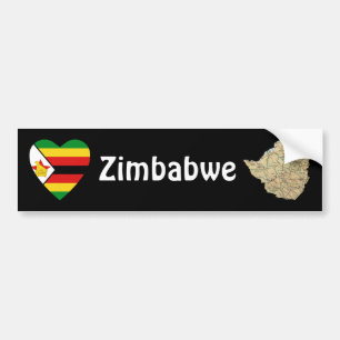 Simbabwe-Flaggen-Herz + Karten-Autoaufkleber Autoaufkleber