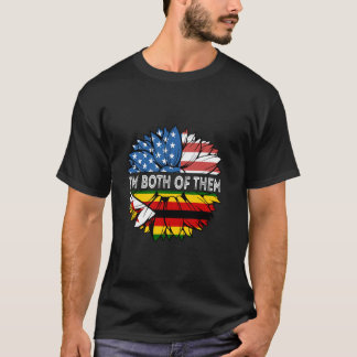 Simbabwe Ich bin beide USA Sonnenblume Simbabwisch T-Shirt
