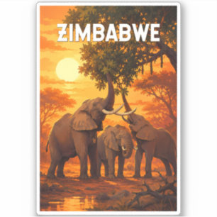Simbabwe Illustration Reise Kunst Vintage Aufkleber