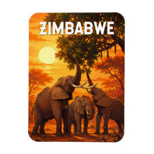 Simbabwe Illustration Reise Kunst Vintage Magnet
